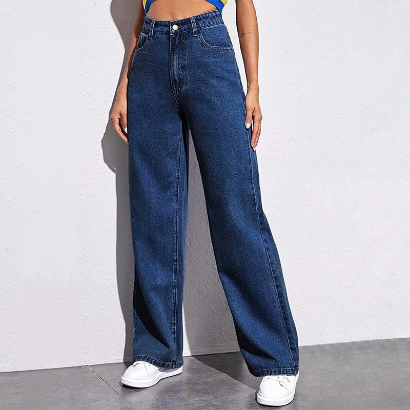 Women’s washed straight jeans – khaki tone, neutral pairing