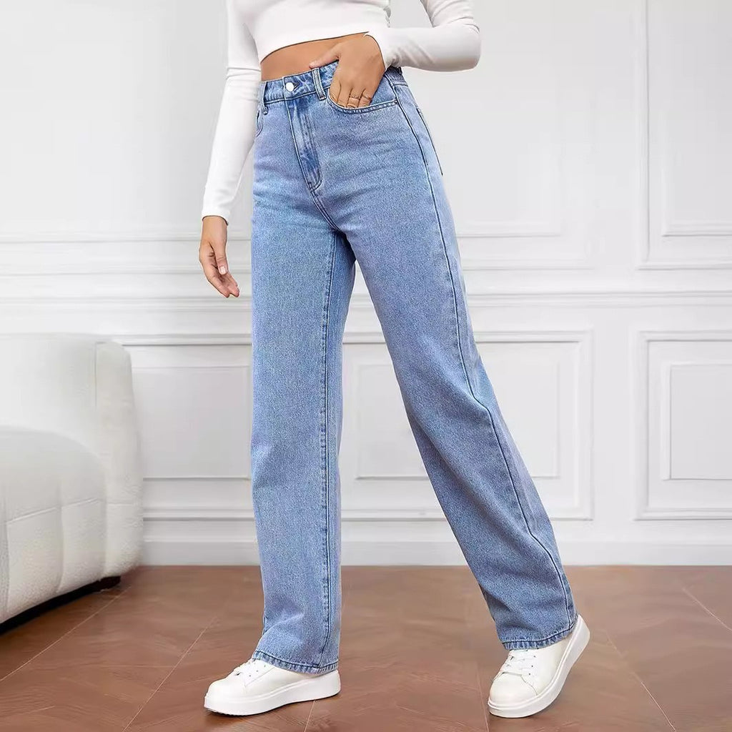 Women’s washed straight jeans – micro stretch for easy movement