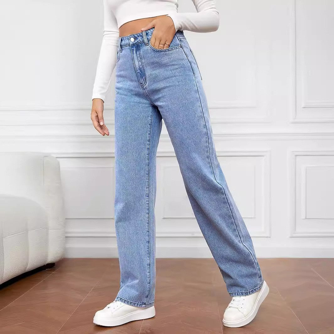 Women’s washed straight jeans – micro stretch for easy movement