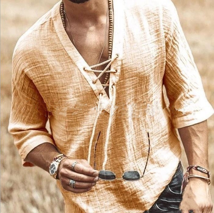 Yellow Lace Up T-Shirt for Men – Stand Out in Style