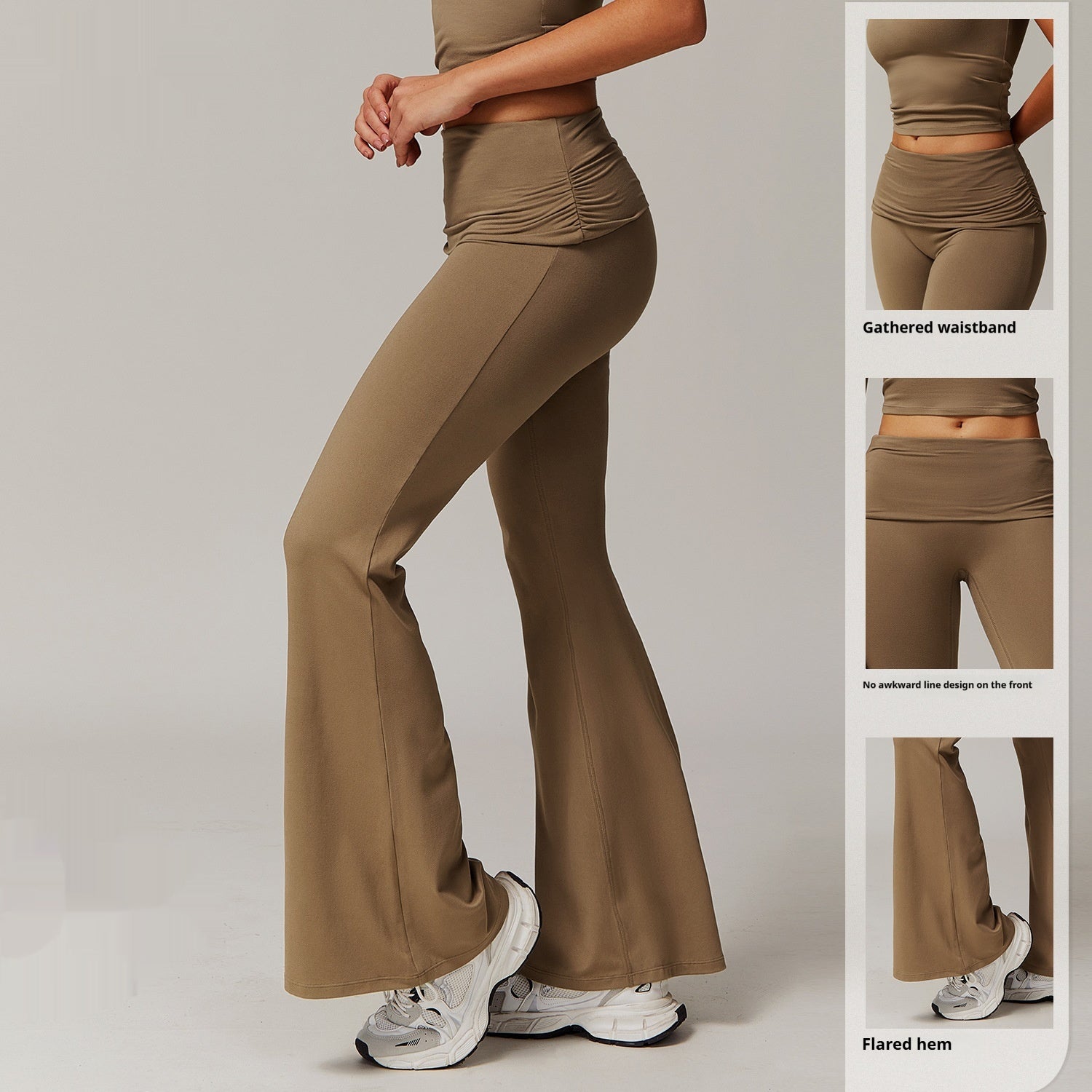 Yoga bell-bottom pants Caramel Mocha – sleek flare silhouette