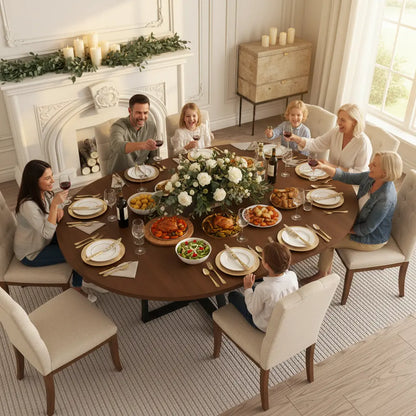 Modern dining table round silhouette contemporary living space