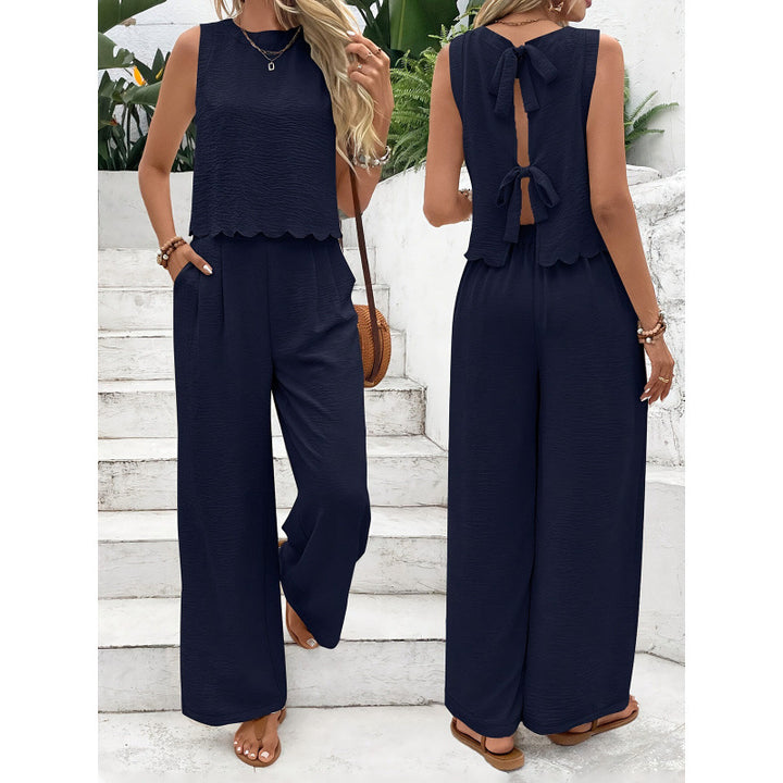 women summer two piece outfit sleeveless vest relaxed trousers street fashion