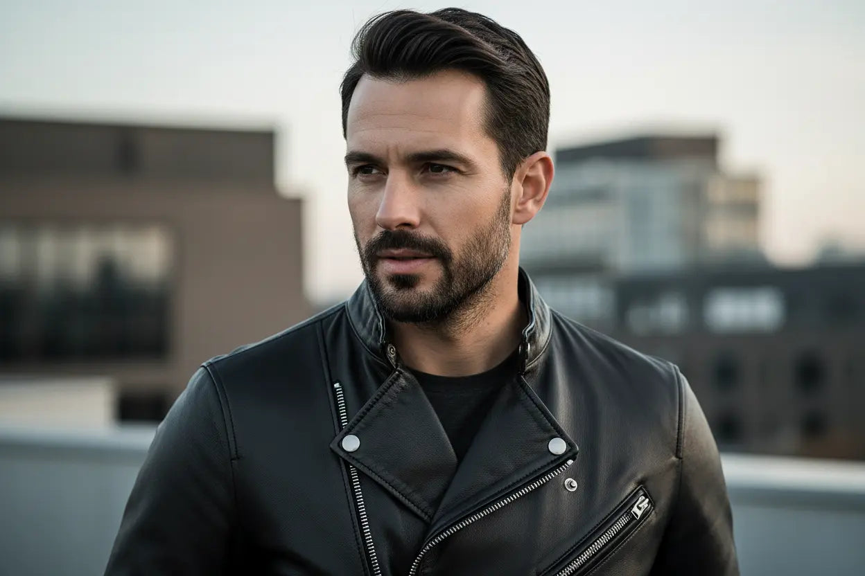 mens motorcycle jacket urban outfit casual luxury look