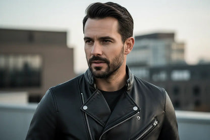 mens motorcycle jacket urban outfit casual luxury look