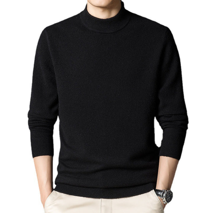 black slim fit long sleeve mock neck top basic wardrobe essential
