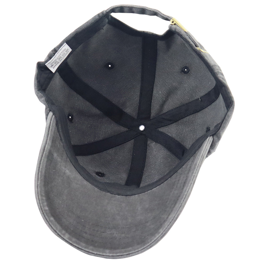 Gray cap with black strap on a white background