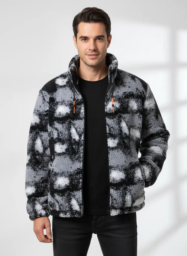 Men's big and tall zip-up fleece jacket with deep side pockets and chest pocket 3XL-4XL