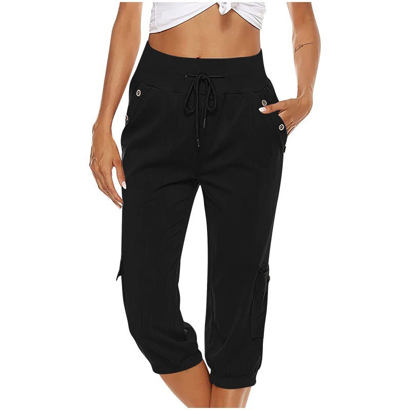 Women’s Cotton Linen Cargo Pants – Cropped Comfort