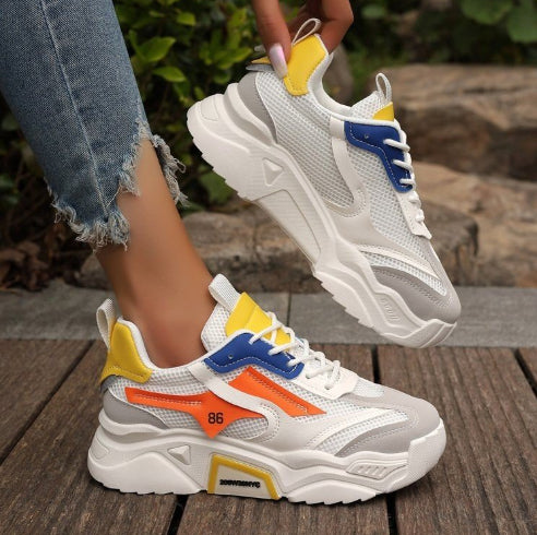 chunky platform sneakers women yellow casual summer styling