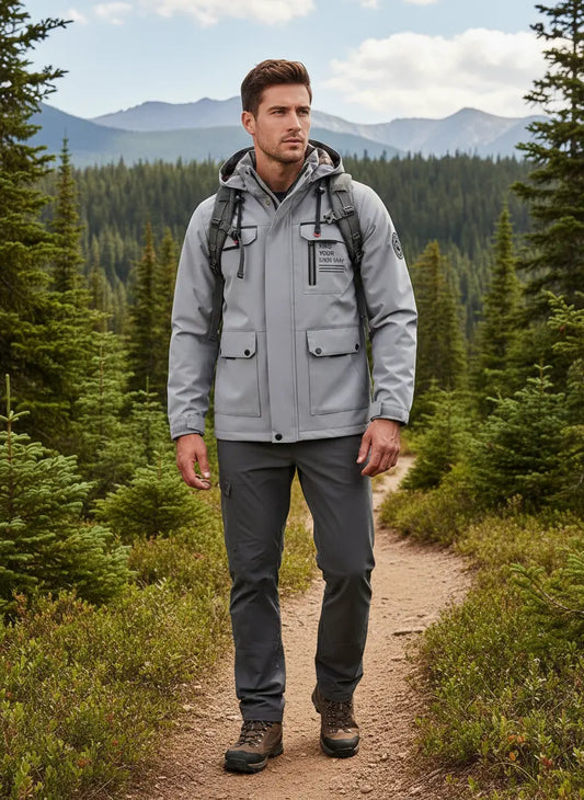 lightweight spring jacket for men zip up hooded windbreaker grey casual streetwear
