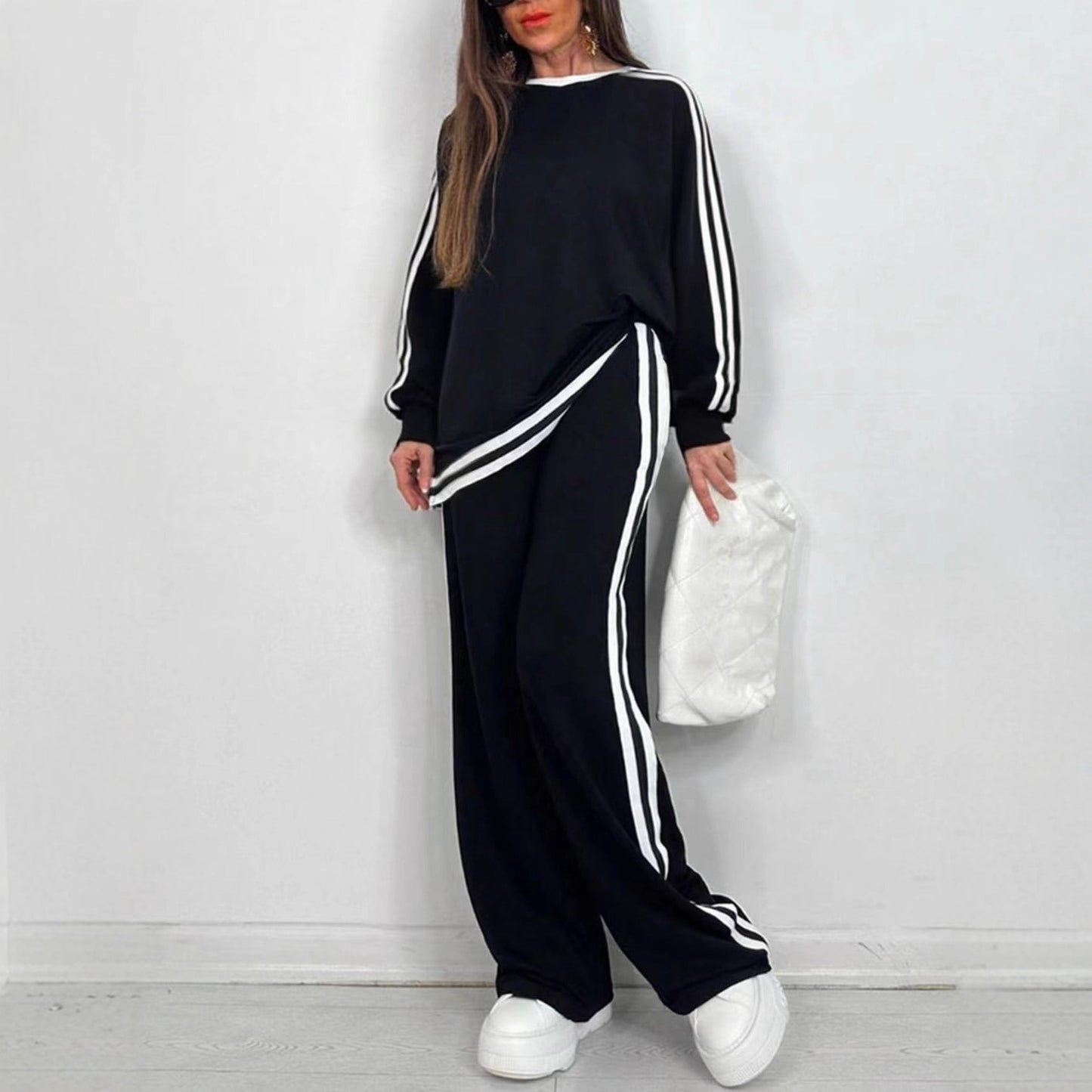 Women's Striped Two-Piece Loungewear Set – Soft & Chic