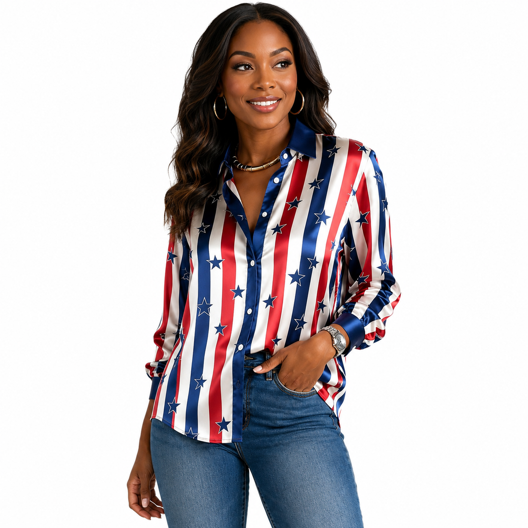 Summer printed long sleeve top for women with statement 3D pattern, regular sleeve cut and versatile casual styling ideas now