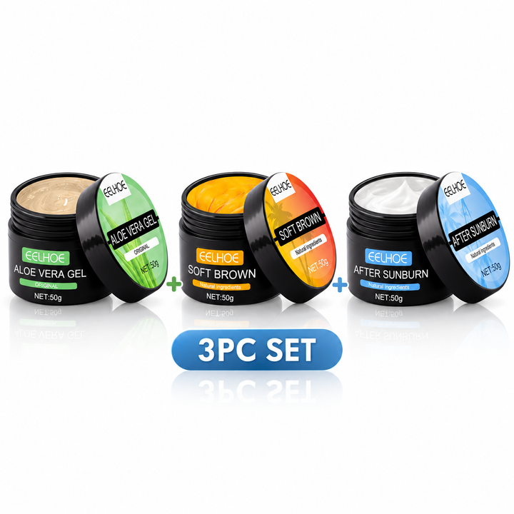 3PC set with Aloe Vera Gel, Soft Brown and After Sunburn 50g jars