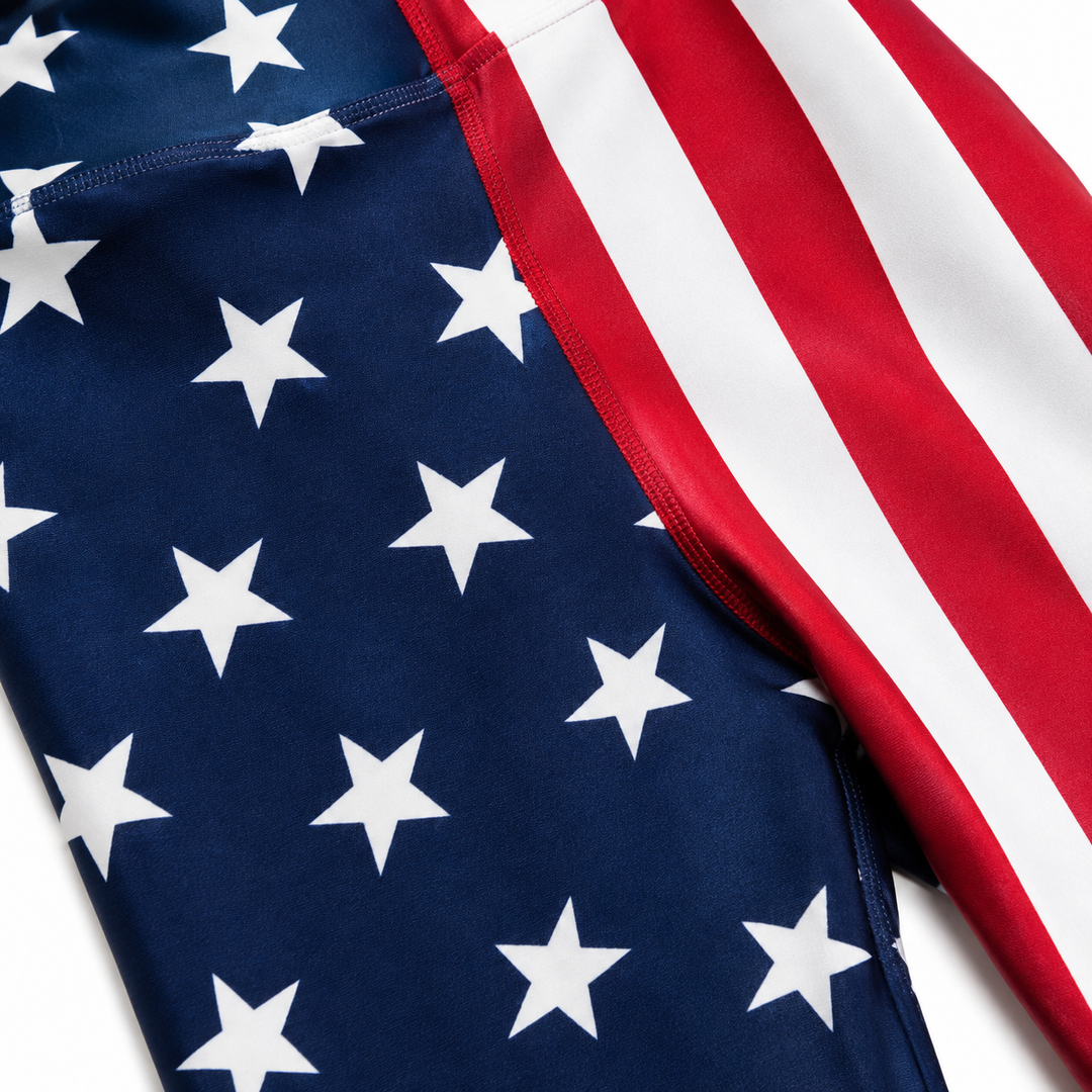 Close product detail of the stars and stripes print on women&