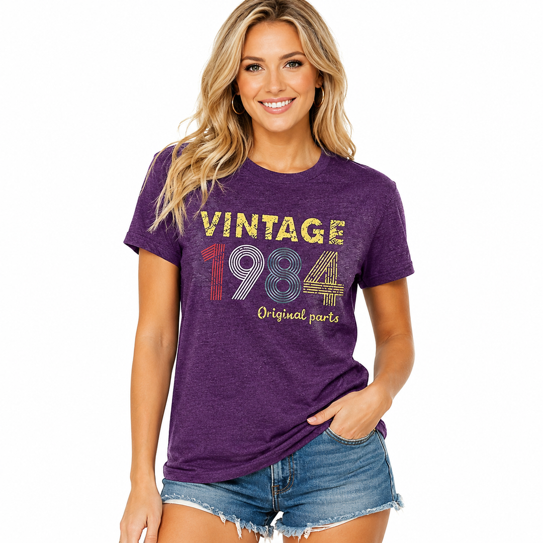 Vintage 1984 Women’s Top - Letter Print Party Tee