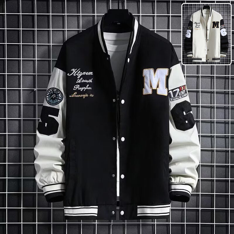 men's baseball jacket letter number print chest detail modern urban style