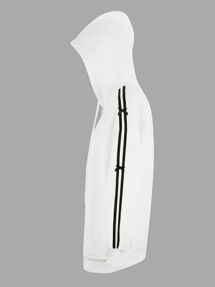 striped sleeve hoodie soft fabric texture daily comfort