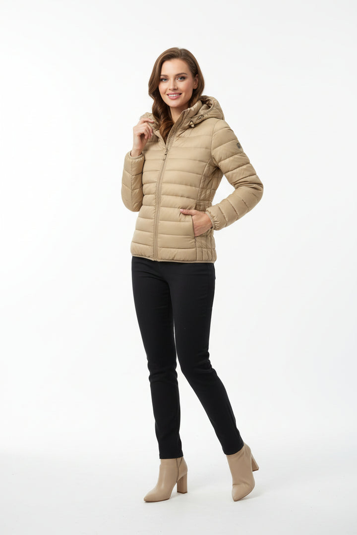 women lightweight down jacket royal blue urban winter styling