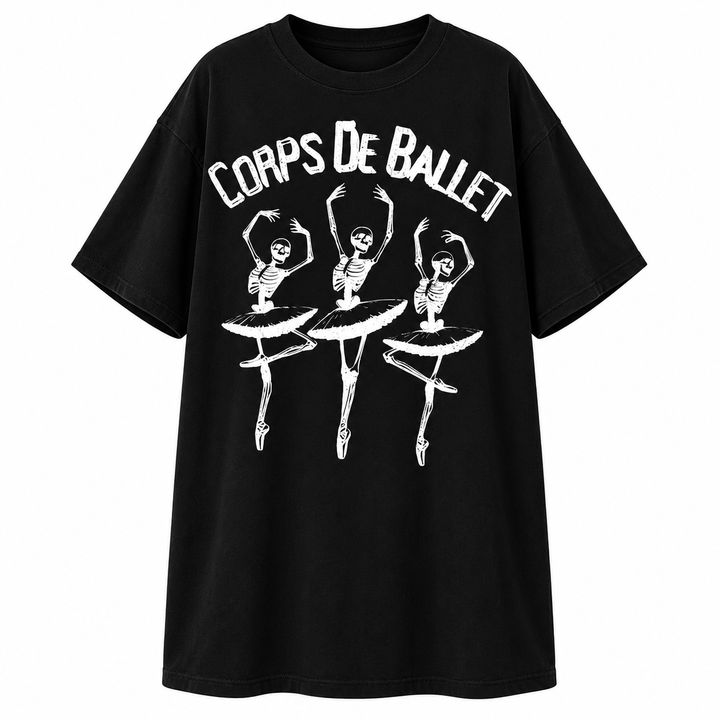 ballerina graphic tee black skeleton ballet front product view