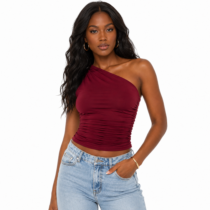Women’s Strapless Top - Ruched Slim Fit Layering Top