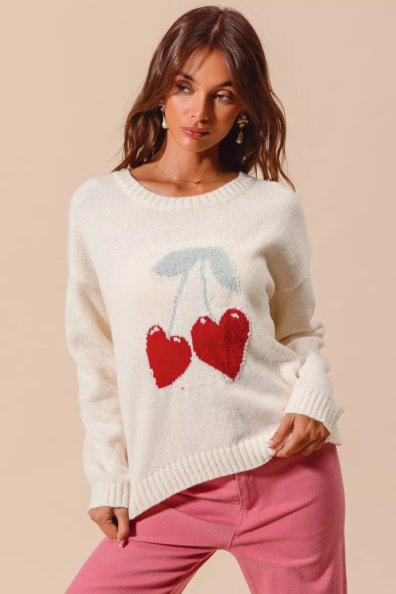 Valentine knit top women cozy fit shown in natural lighting