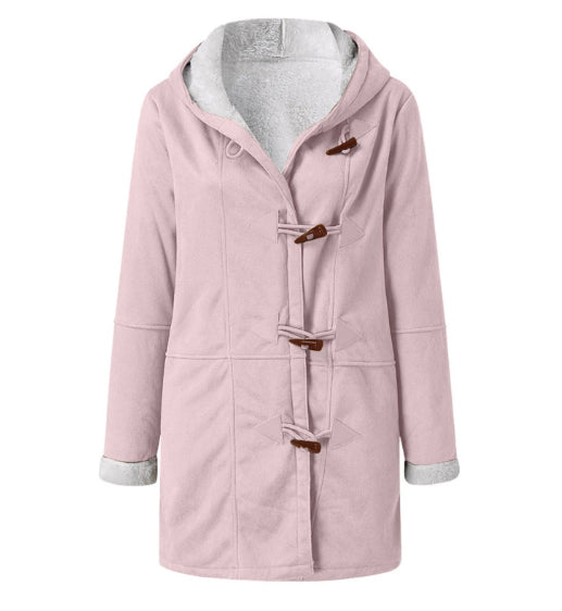 Women's Sherpa Lined Hooded Coat - Cozy Toggle Coat Now