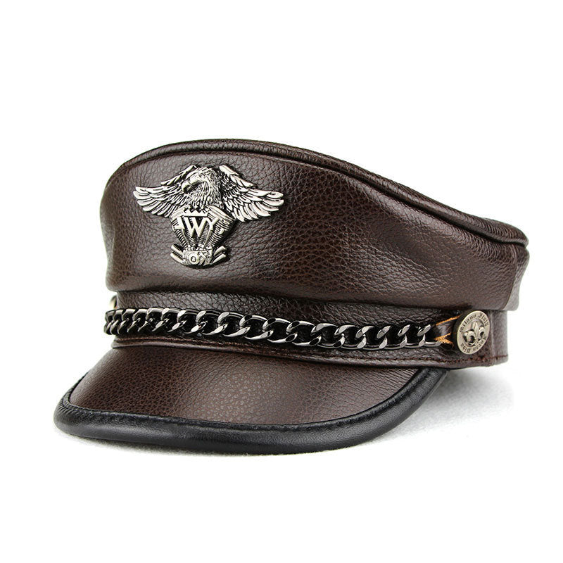 Men’s Harley Motorcycle Hat - Genuine Leather, Retro Punk Style - www.PrintOne1.com