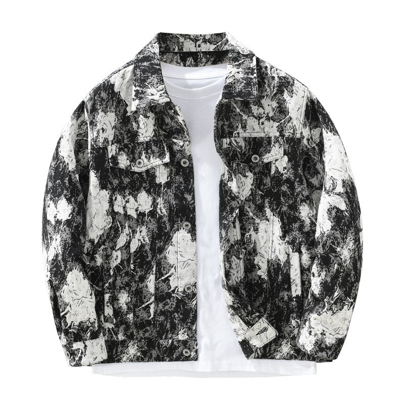 Black and white patterned jacket on a white background