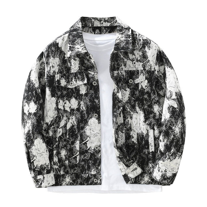 Black and white patterned jacket on a white background