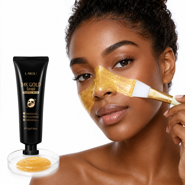 Snail skincare peel off mask with gold foil texture, hydrating beauty routine, and smooth-looking complexion focus and value!