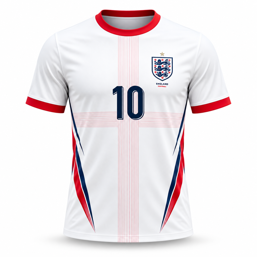 England white red No.10 football fan tee front view