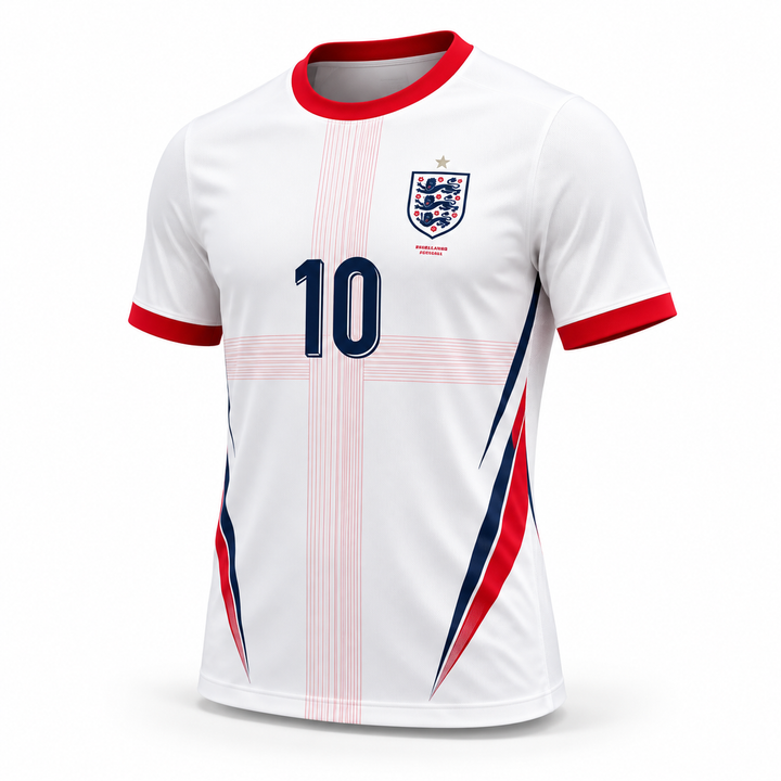 England white red No.10 football fan tee three-quarter front view