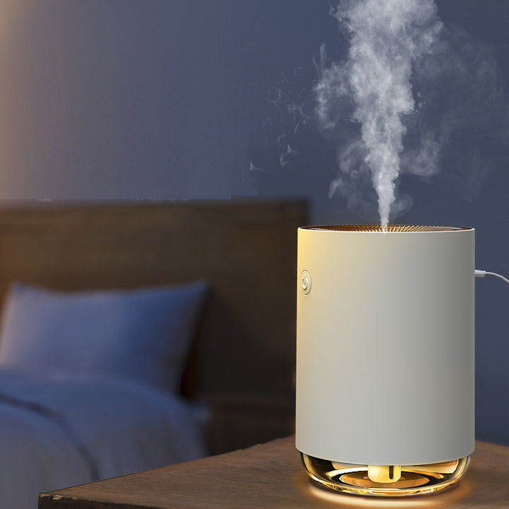 Night light humidifier product image with DC5V operation, 2W rated power and 35-45 ml/h spray for home spaces and desk decor.