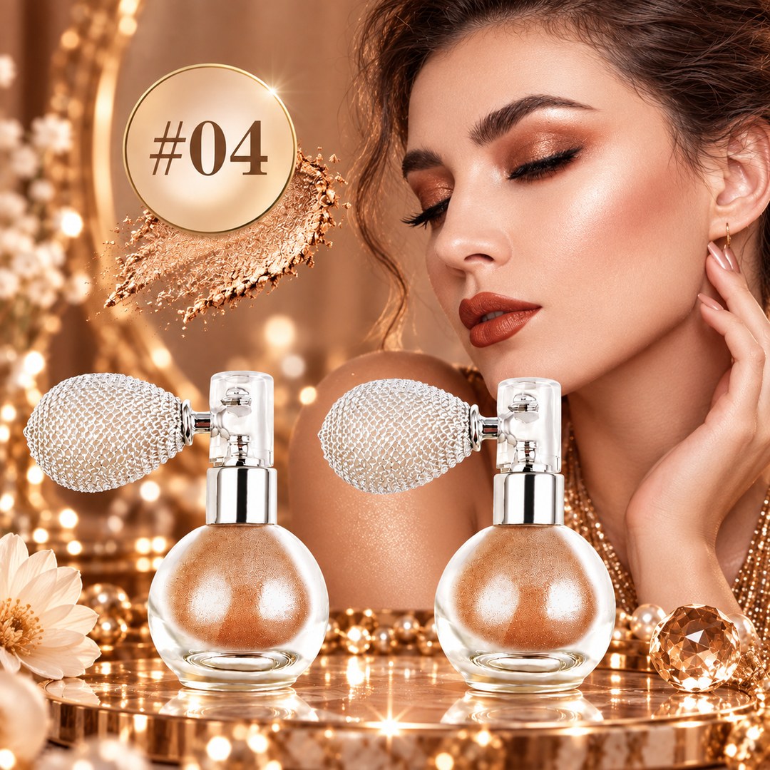 Bronze body glitter spray shown as a two-piece set