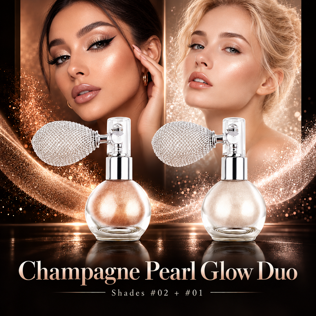 Champagne and Pearl White body glitter spray two-piece set