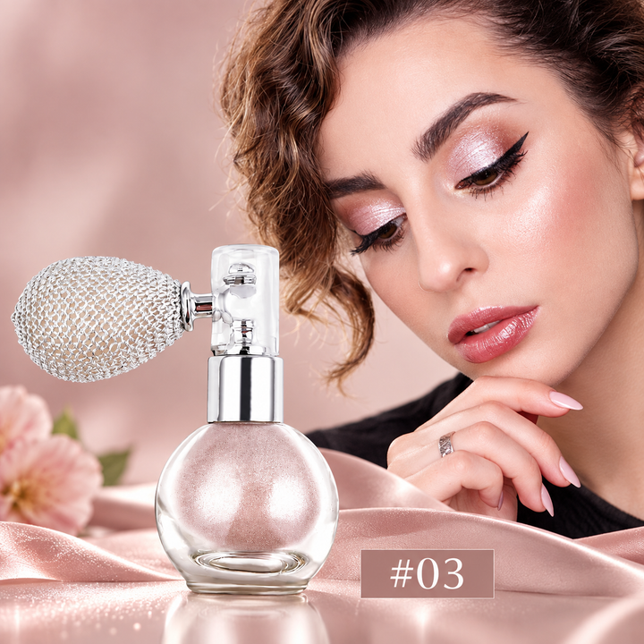 Nude Pink body glitter spray shown as a single shimmer bottle