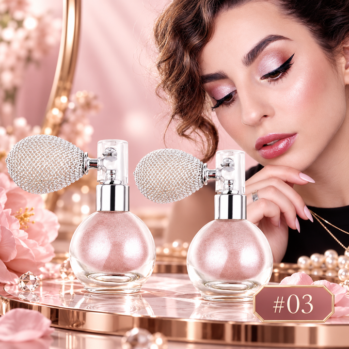 Nude Pink body glitter spray shown as a two-piece set