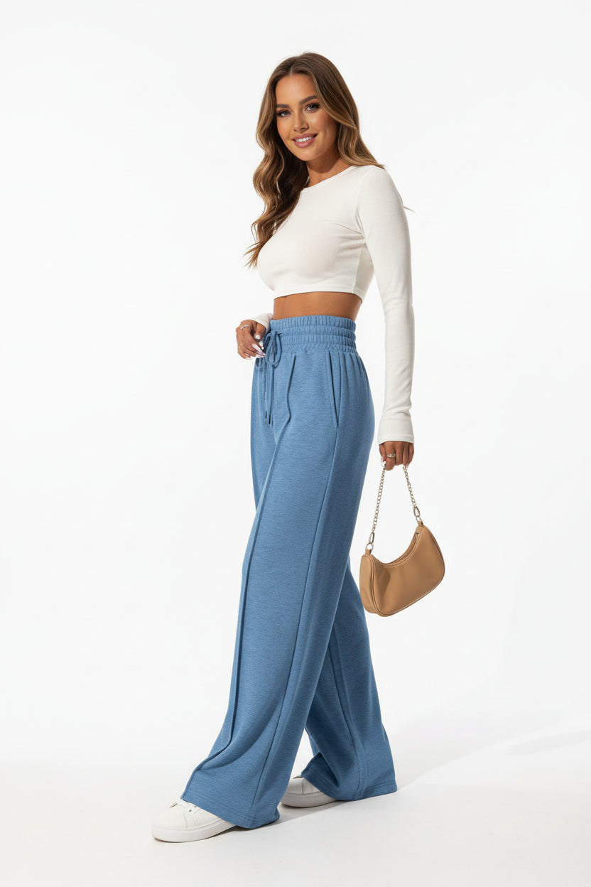 drawstring waist wide leg pants women street style minimal fashion