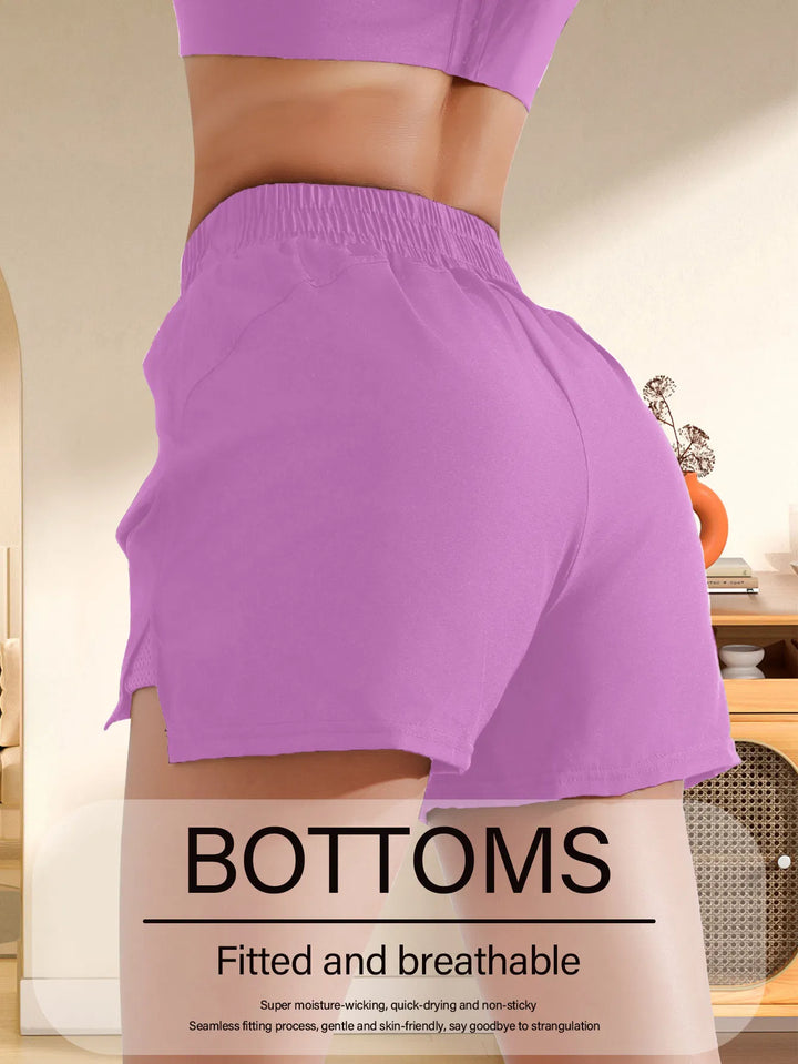 2-in-1 mesh workout shorts inner compression layer detail