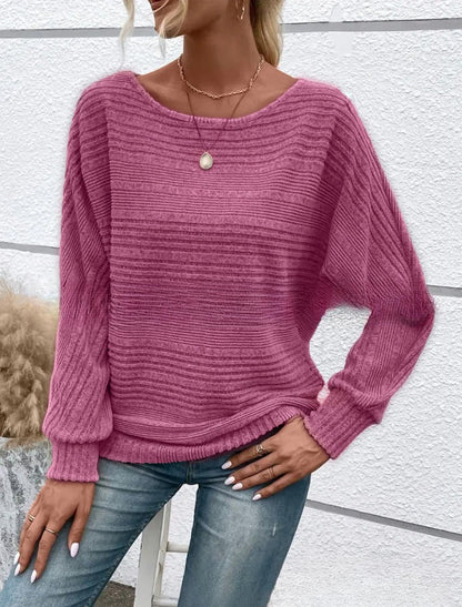 Women's Round Neck Pullover Top - Effortless Comfort