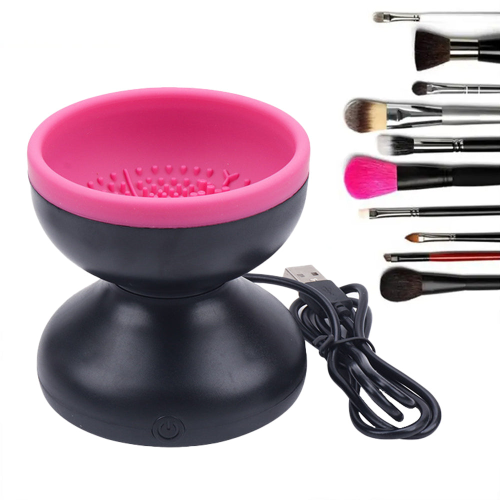 Automatic cosmetic brush cleaner for face, blush and eyeshadow brushes
