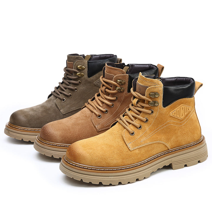 "retro desert boots genuine leather brown sole detail showing cow tendon material anti slip pattern visible"
