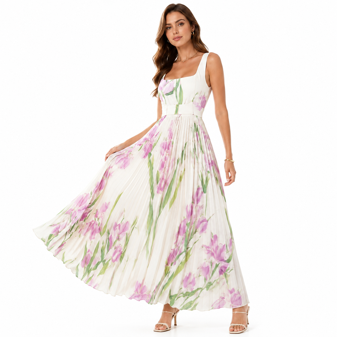 Summer Midi Dress Floral A-Line Resort Look PrintOne1 Summer Midi Dress Floral A-Line Resort Look PrintOne1
