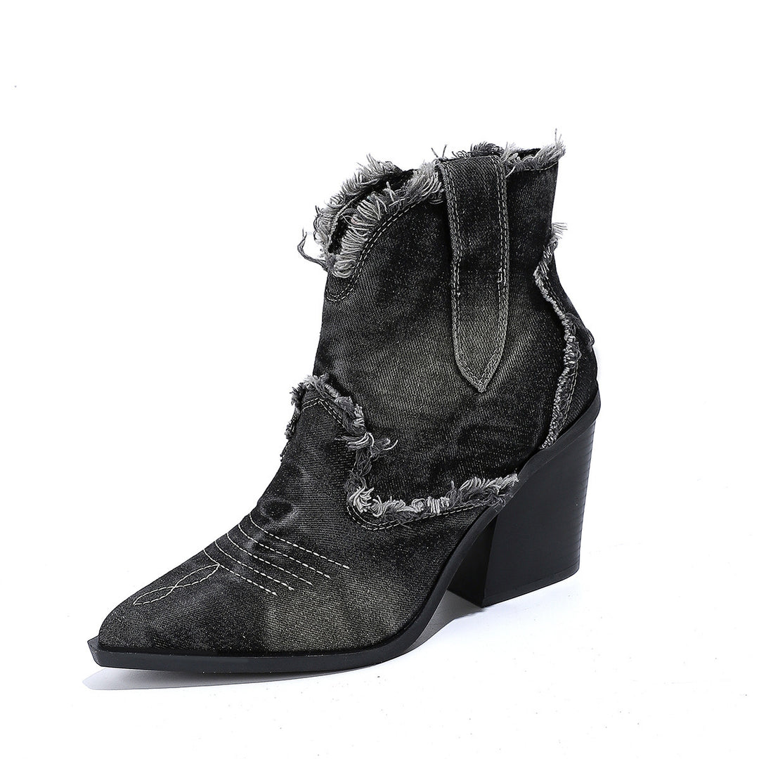 Women’s Cowboy Ankle Boots – Sleek Pointed-Toe Style