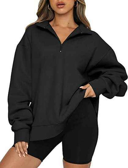 Women's Zip Collar Sweatshirt - Stylish & Lightweight Comfort