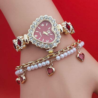 Womens Heart Bracelet Watch – Romantic Crystal Gift Set