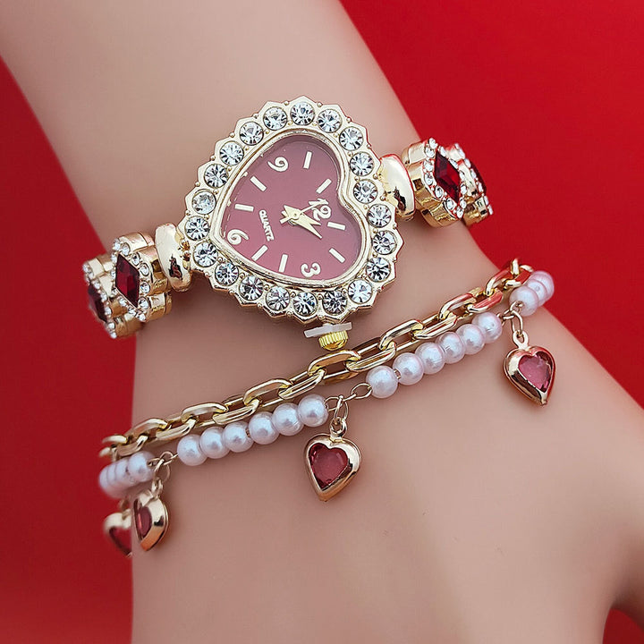 Womens Heart Bracelet Watch – Romantic Crystal Gift Set