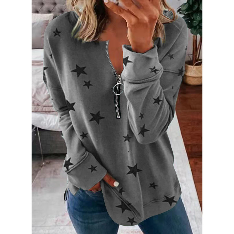 women’s star print sweatshirt white star pattern urban street style clothing