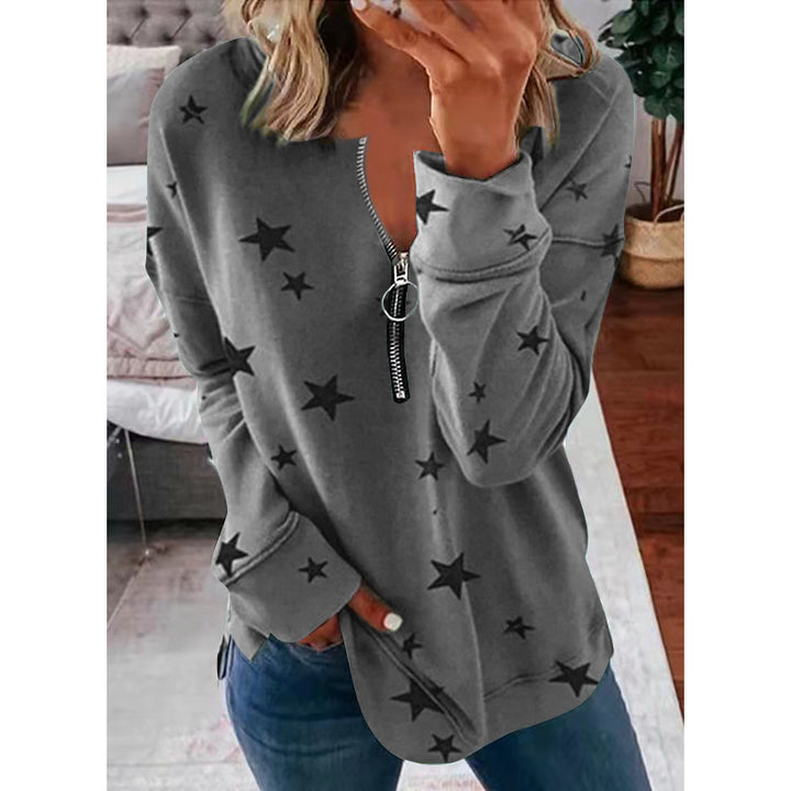 women’s star print sweatshirt white star pattern urban street style clothing